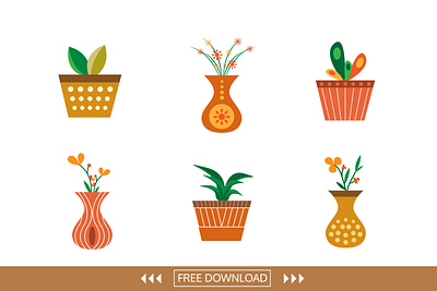 Free Vector Flower Icons Set. flower pot icons icon design icons vector art vector icons