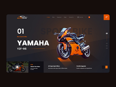 Bike Dealership Website Landing Page Hero UI Design autohive bike landing page branding dark landing page dealership landing landing page motorcycle ride road bike sports bike superhero ui design website website design yamaha bike