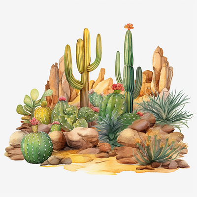 Desert Cactus Watercolor Western Clipart plant mom