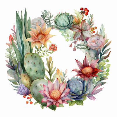 Desert Cactus Watercolor Western Clipart plant mom