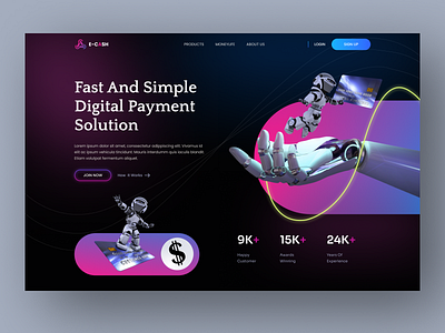 E-Cash - Digital Banking Landing Page Website bank banking cash credit cryptocurrency debit digital banking exploration finance financial home page landing page money payment ui ux wallet web web design website design