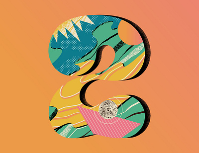 '2' for 36 Days of Type 36daisoftype challenge colorful concept design flat gradients illustration illustrator lettering letters patterns poster design shape texture type web illustration
