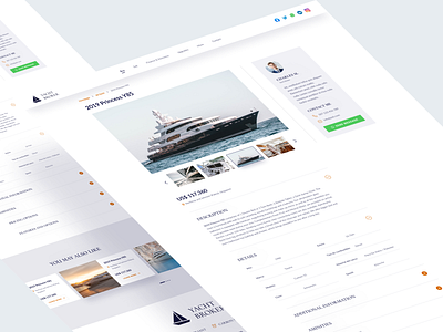 Minimal Yacht Broker Website | Yacht Details Page Design boat classy clean design homepage inner page landing landing page minimal product detail page product page site trendy ui uiux web webdesign website yacht yacht broker website
