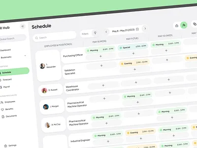 Schedule part from HR/Time & Attendance SaaS app design hr interface light management modern saas schedule time ui ux web web application website