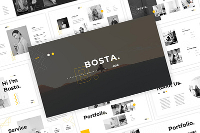 Bosta - Creative Presentation Template agency business creative design graphic design modern powerpoint presentation typography ui unique