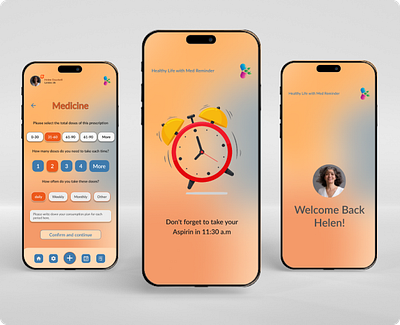 Medicine Reminder App animation app branding design flat graphic design icon illustration illustrator logo logo design minimal mobile typography ui ux vector web web design website