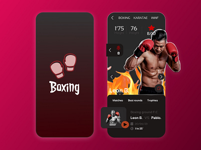 Boxing App UI/UX Design 3d animation boxing graphic design logo motion graphics sport ui
