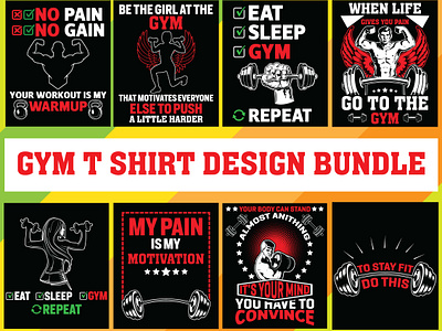 GYM T shirt Design Bundle body bodybulding fitness gym gym t shirt gym t shirt design t shirt t shirt design typography