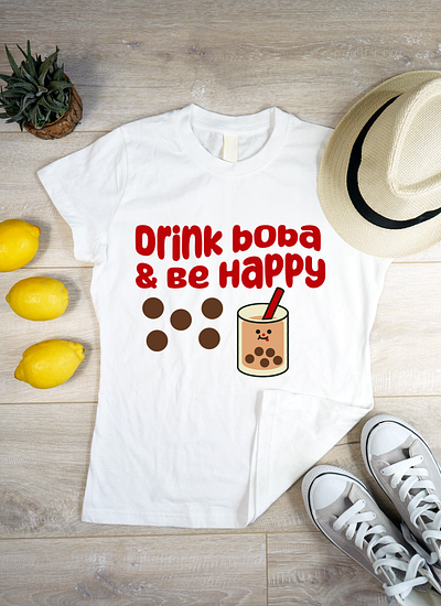kawaii tshirt design boba tea branding design food tshirts foodie graphic design illustration illustrator kawaii cute vector