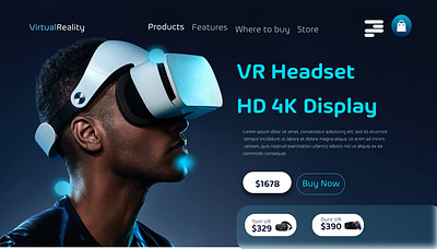 Virtual Reality Headset landing page ui virtual reality vr