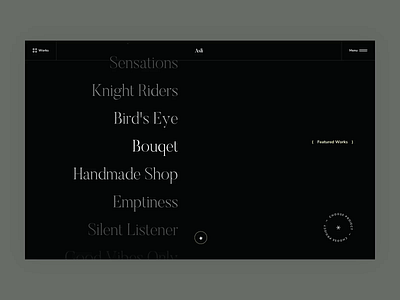 Infinite list of interactive headings with webGL transition animation clean creative design hero section hover interactive modern motion motion graphics portfolio premiu premium slider template themeforest transition ui webgl website design