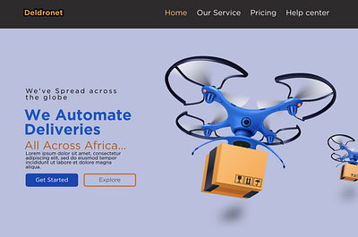 Deldronet UI delivery design drones hero page landing page ui