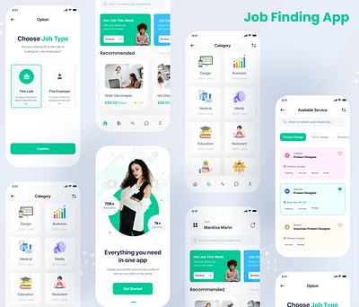 Job Finding App UI appui branding design graphic design illustration jobfinding logo ui uidesigning ux