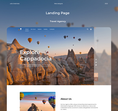 Cappadocia Travel Agency Landing Page balloon cappadocia design figma landing landing page tourism travel travelling turkey ui uiux ux web design