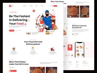 Fudii - Food Delivery Landing Page 🍕 app branding dailyui delivery design food food shop food web home page landing page product shop typography ui ux web web design webdesigner website website design