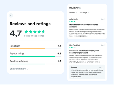 Reviews and ratings clean comments feedback ratings response review reviews ui ux