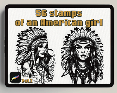 American Beauty: Collection of 56 Girl Stamps for Procreate 3d ancientgreece animation architecturalelements armorandweapons branding design digitalstamps graphic design historicalart illustration logo motion graphics procreatestamps tattoodesign ui