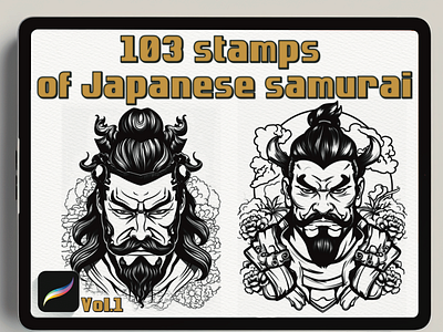 103 Japanese Samurai Stamps for Procreate 3d ancientgreece animation architecturalelements armorandweapons branding design digitalstamps graphic design historicalart illustration logo motion graphics procreatestamps tattoodesign ui