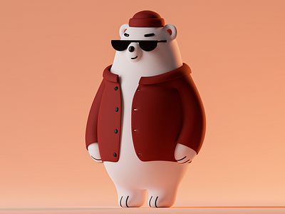 Cool bear 3D design 3d 3dart 3dgraphic bear blender branding character cool design illustration kawaii ui