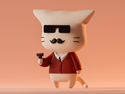 Agent Meow 3D design 3d 3dart 3dgraphic agent blender cat catart catcharacter catlover character cool design illustration kawaii mafiart ui