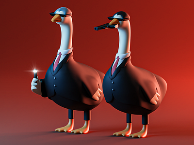 Geese in Black 3D 3d 3dart 3dgraphic blender character characterdesign design geese goose illustration kawaii ui