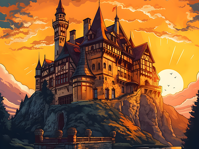 Transilvanian Castle Playful Illustration art illustration artistic illustration castle castleillustration fantasy fantasy illustration fantasy world illustration playful playful illustration traditional