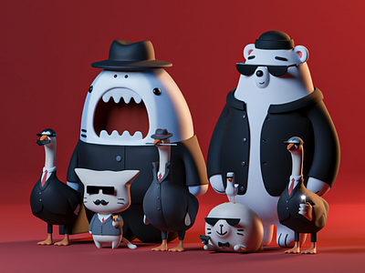 My cool gang in 3D😎🤟 3d 3dart 3dgraphic blender character design gang illustration kawaii ui