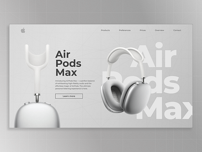 Air Pods Max web site concept 3d art brand design first screen graphic design headphones illustration logo site ui uiux uxui web webdesign website