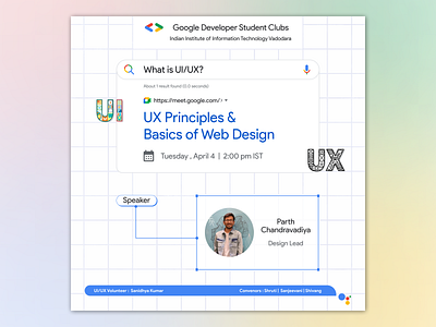 UX Workshop by GDSC design gdsc google google developer google developer students club poster posters ui uiux ux web design workshop