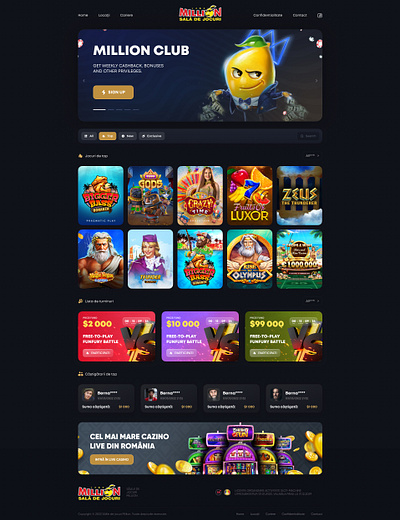 Casino: MILLION casino gambling game illustration juicyart lemon million romania sala de jocuri uiux web design