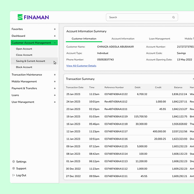 Finaman Core Banking Solution accounting bank banking design light mode solution ui web app website