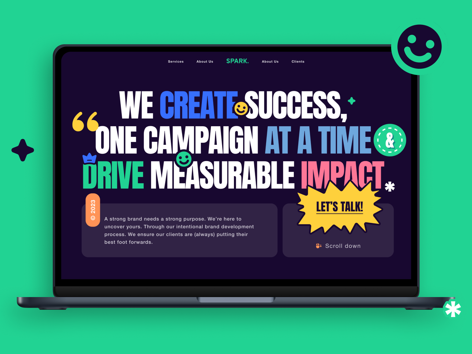 Spark - Website Design Hero Page Section Design Concept agency template brand marketing clean hero section clean web design creative agency design agency design inspiration digital agency digital marketing agency hero page hero page design marketing agency marketing success ui web design web design concept web design template web design trends website concept design website template