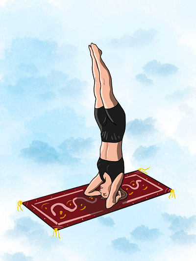 Yoga clouds girl graphic design illustration illustrations yoga