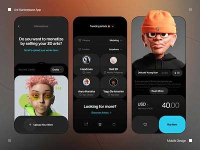 Digital Application UI app design art dashboard digital artist digital artwork graphic design interface marketplace minimal mobile mobile app mobile app development mobile design product saas shopping startup ui ui ux web design