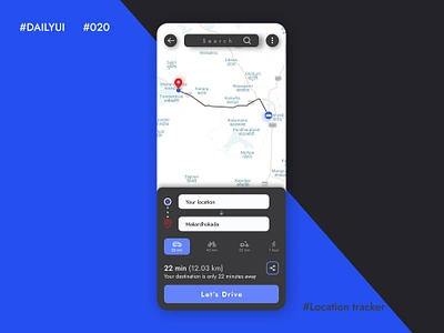 Daily UI, Day 020 - Location tracker app dailyui dailyui100dayschallenge dailyuichallenge day020 design dribbble figma figmadesign learning learntoimprove locationtracker map typography ui uidesign uiuxdesigner uix