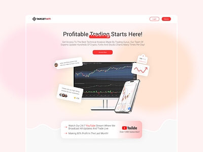 TargetHit trading landing page color colorful dark dark mode design green hit landing landing page red target targethit trade ui ux