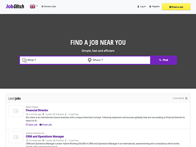 Job Glitch (A multinational job board) cv design job board job portal laravel php resume website development