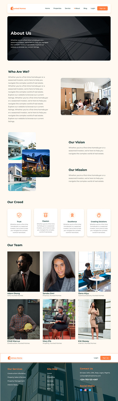 Real Estate About Us Page design figma ui ux