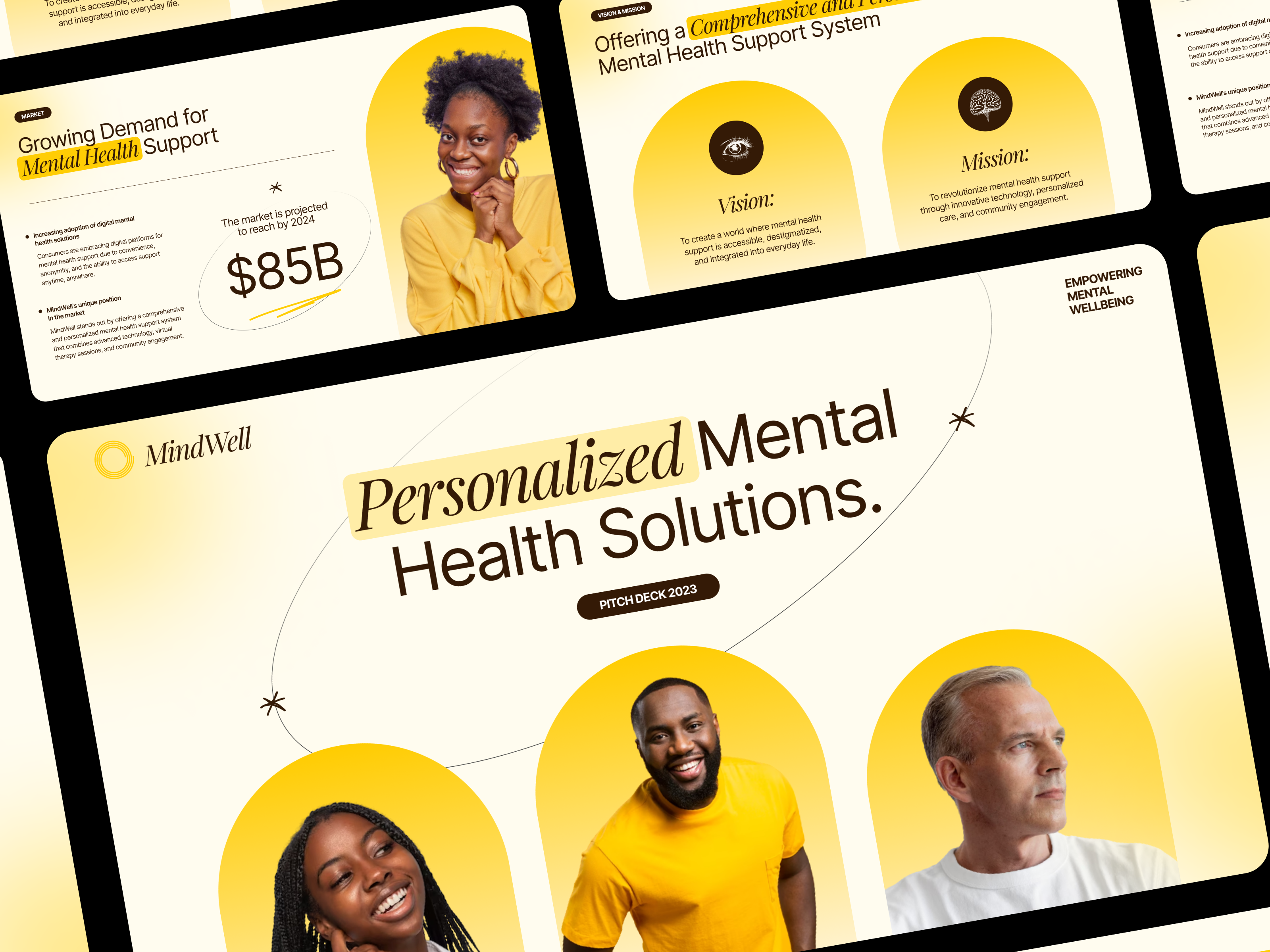 Mental Health - Pitch Deck Design ai deck design investors mental mental health pitch pitch deck presentation slides startup