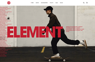 Concept website Skateboard shop ELEMENT 3d baners branding concept design graphic design illustration logo shop skate typography ui ux vector web website