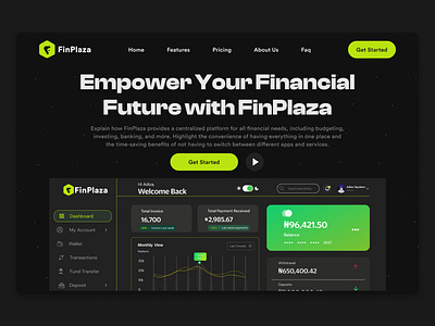 FinPlaza Hero Section branding design finance finplaza fintech landingpage ui visual design wealth4us