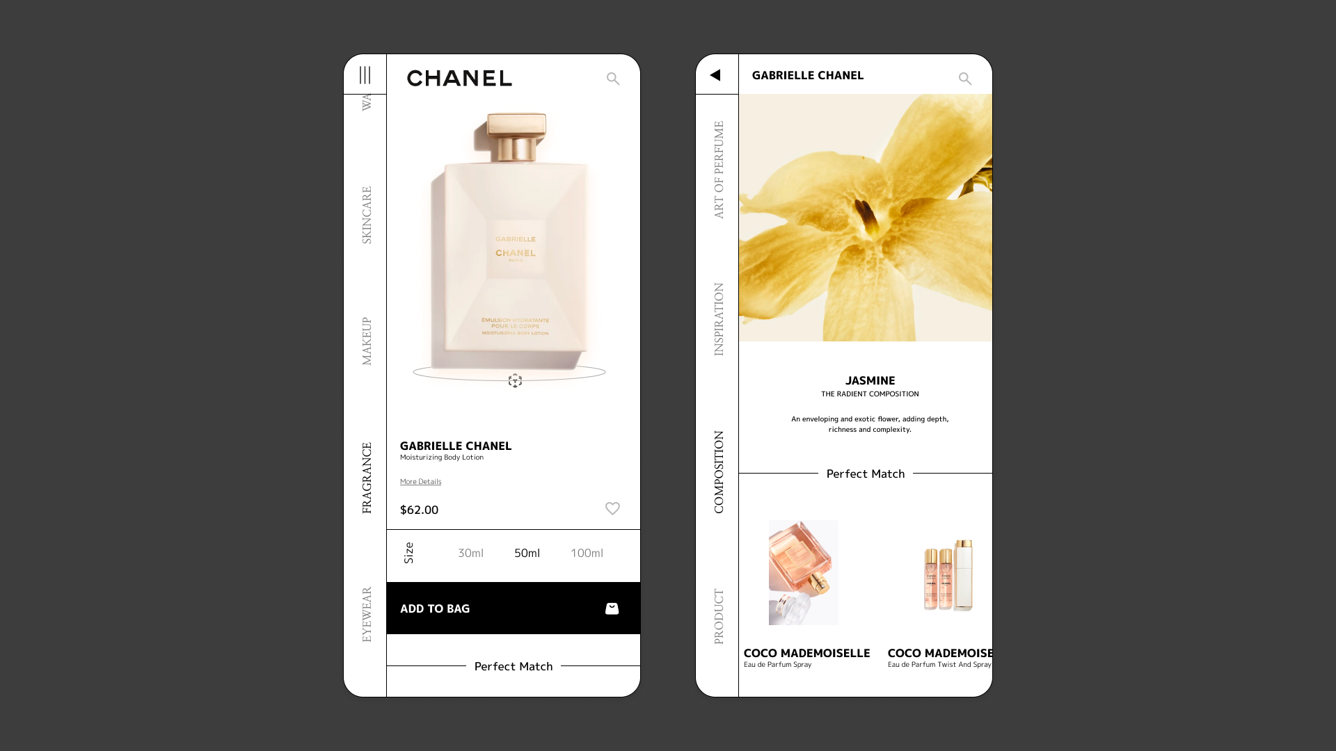 Fragrance Product UI Design 3d animation branding graphic design logo motion graphics ui