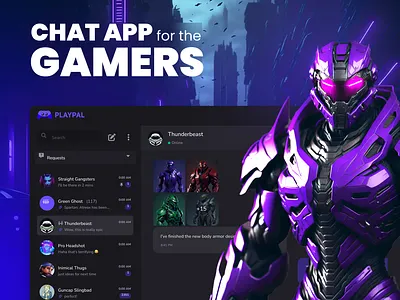 PlayPal Gamers chat app app chat game gamer gaming interface messenger mobile ui user experience ux web whatsapp