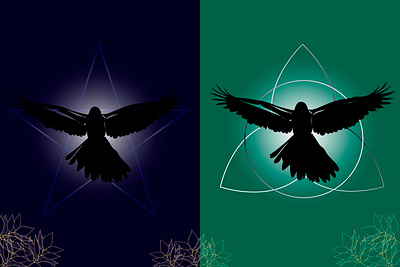 Magic raven bird crow design fantasy illustration magic raven sign sorcery symbol wildlife