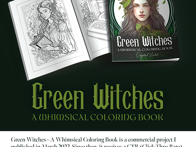 Green Witches Coloring Book ai artist book coloring page cover design graphic illustrative interior layout midjourney prompt engineer