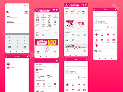 Bkash App financial app design graphic design ui white and red