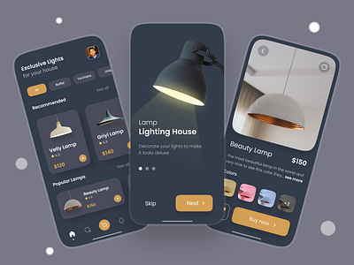 🛋️ Smart Lamp Products Mobile App Design app clean decoration home house interior lamp light minimal smart home smart home app ui ui ux yellow