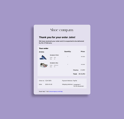Daily UI #017 - Email Receipt challenge daily ui 017 daily ui 17 dailyui dailyui017 dailyui17 dailyuichallenge email email receipt mail receipt ui