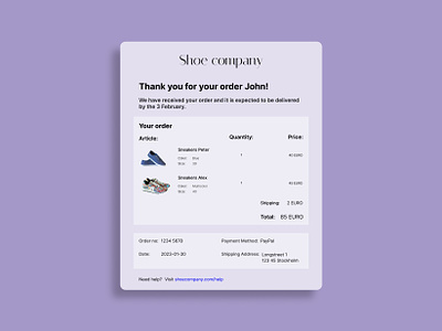 Daily UI #017 - Email Receipt challenge daily ui 017 daily ui 17 dailyui dailyui017 dailyui17 dailyuichallenge email email receipt mail receipt ui