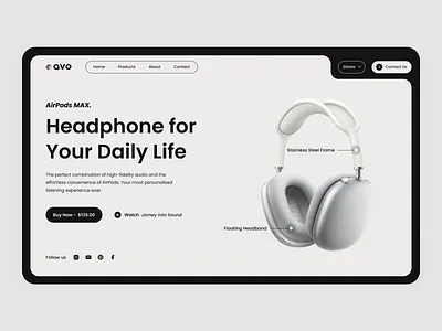 100 Days Of UI. Day 3: Landing Page. Headphone Store dailyui headphone landing page online store shop store ui website